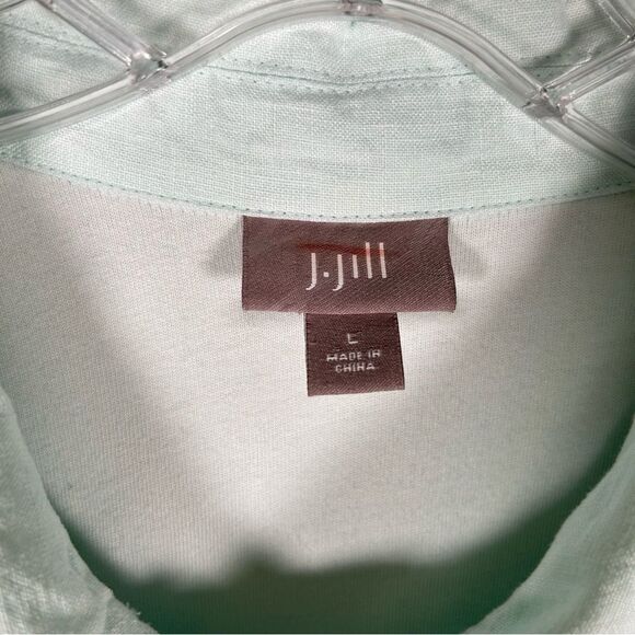 J. Jill Aqua Linen Popover Tunic Cotton Knit Lined Double Layer Sz Large - Picture 4 of 7